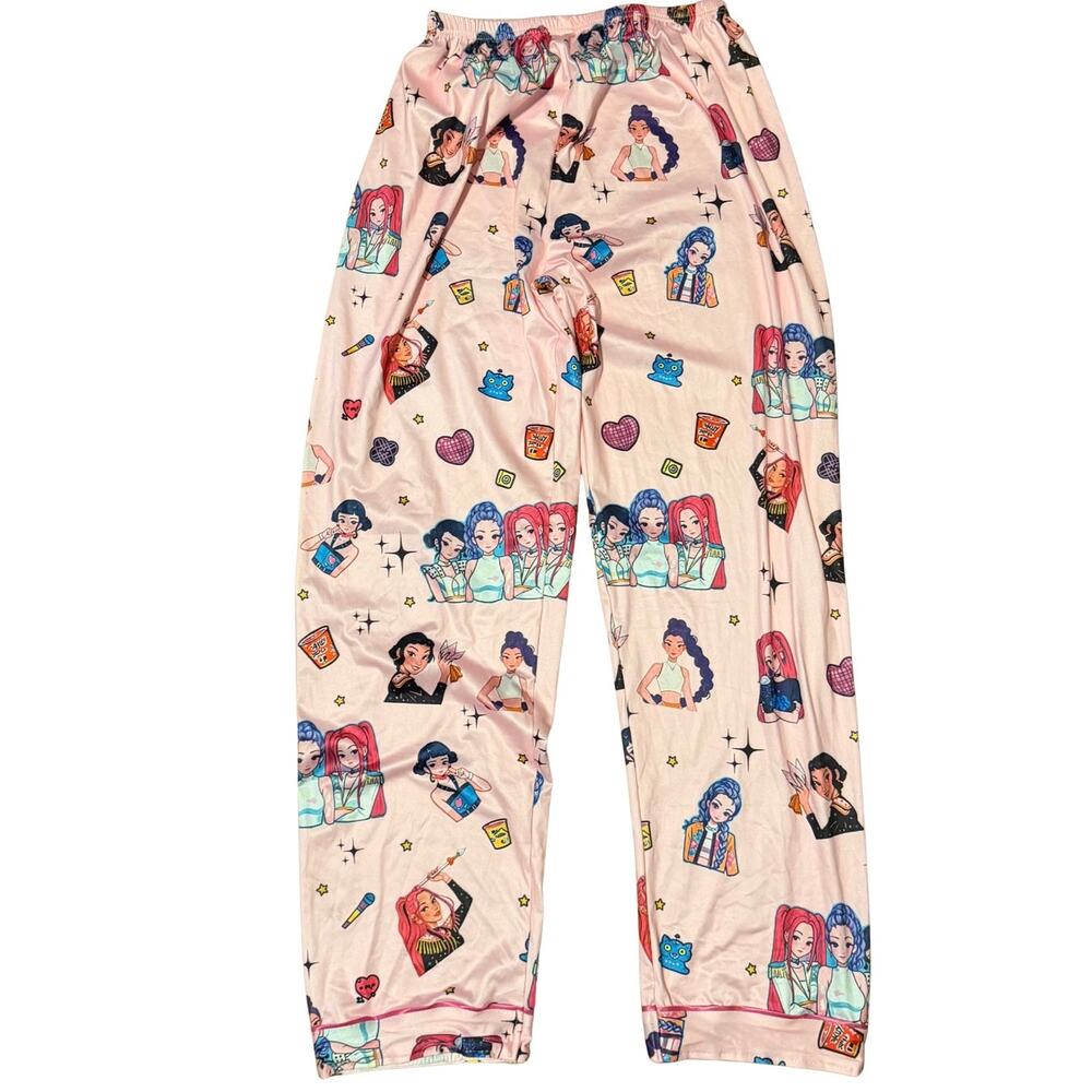 K-Pop Demon Hunters Pajama Set Adult Medium Pink Anime Sleepwear - Picture 6 of 7